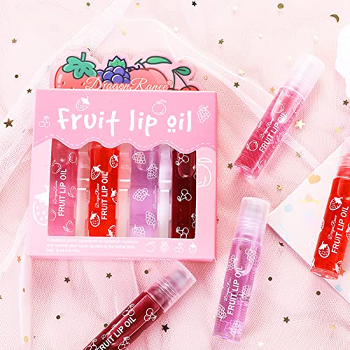 4 Pcs Fruit Lip Oil Set Lip Gloss Crystal Jelly Liquid Lipstick, Set Moisturizing Hydrating Non-Stick cup Long Lasting Lip Kit for Women and Girls - Image 7