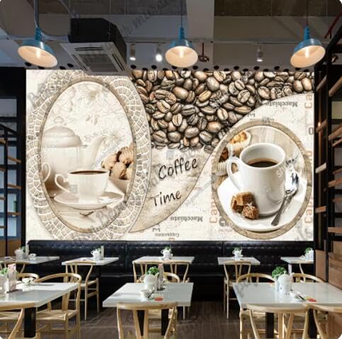Papier peint grains de café masquez les imperfections d'un grand mur de cuisine ou restaurant