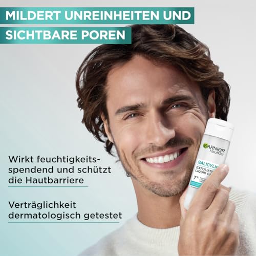 Garnier Salicylic Exfoliating Liquid Care – Toner mit Peeling-Effekt für gemilderte Unreinheiten und einen ebenmäßigen Teint, Gesichtspeeling mit Niacinamide und Salicylsäure, 120 ml 4