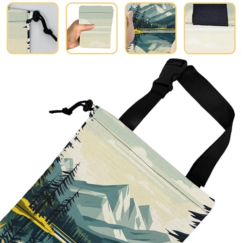 Image of Mountain Lake Car Trash Bag,Forest Tree Strap Drawstring Car Garbage Bags,Car Back Seat Organizer with Adjustable Buckle for Car Accessories