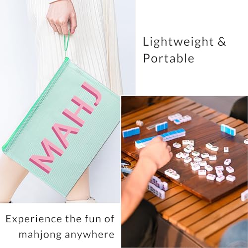 Bolso vacío para fichas Mahjong con cremallera rojo miniatura 6