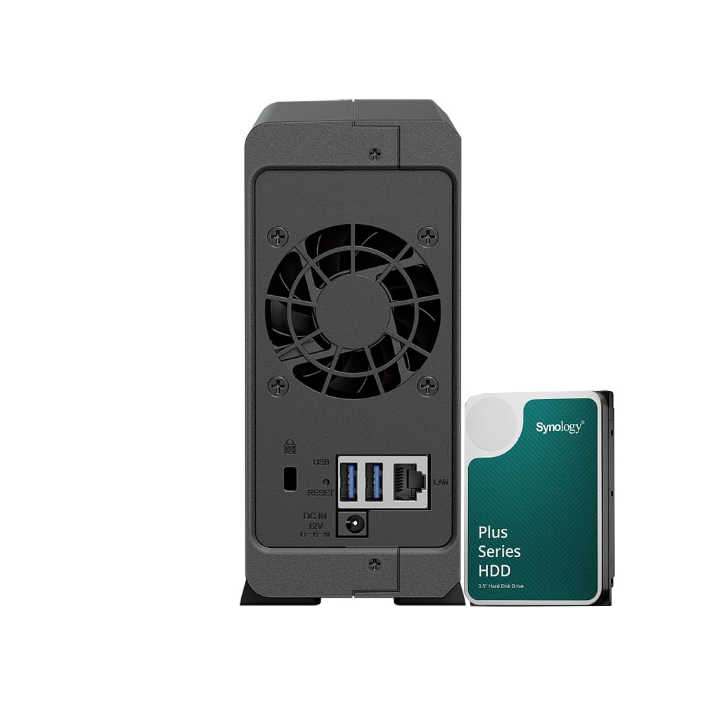 Synology DS124 NAS-Bundle 1 GB mit 1 Synology Festplatte 12 TB HAT3300, unmontiert, Schwarz