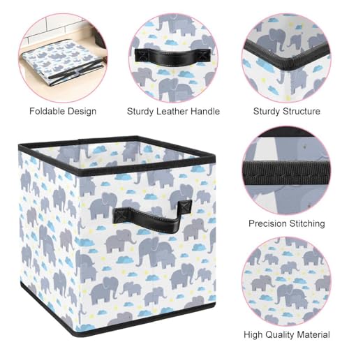 Boîte de rangement pliable éléphant blanc pour chambre bébé douce - 5