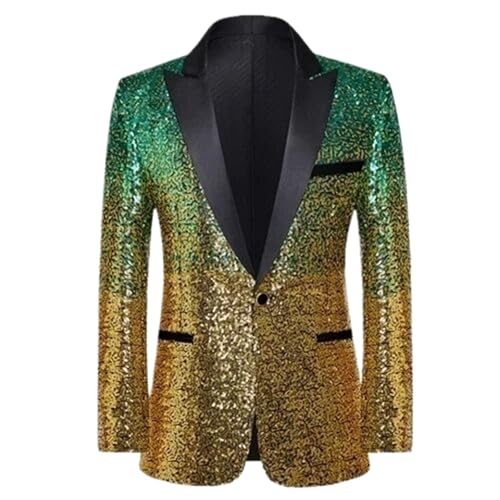 Men's Wedding Sequin Suit Slim Jacket Singer Stage Performance Dress Blazers