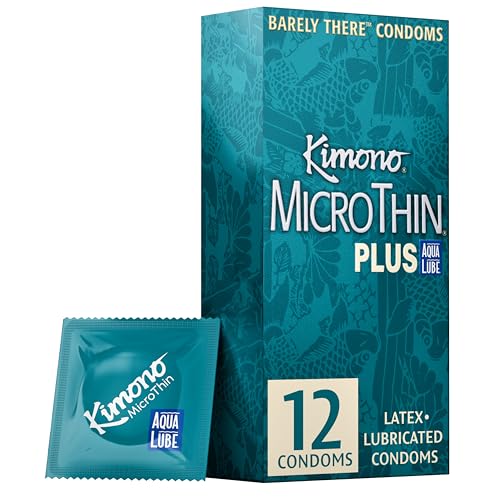 Kimono Microthin Plus Pack of 12 - Premium Lubricated Natural Latex Condoms...