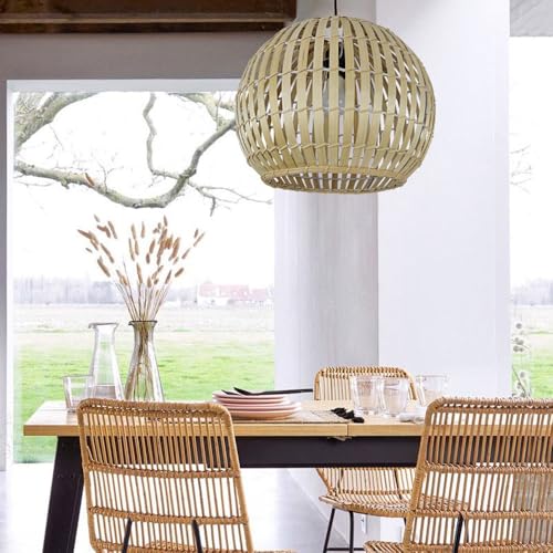 Lámpara colgante de bambú estilo farol vintage para iluminar techos rústicos 4