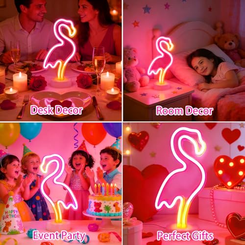 Image of YSMNDE Flamingo Neon Sign, Pink LED Light Sign for Bedroom Girls Room Decor, USB /Battery Operation Night Lights, Pink Flamingo Decor for Wedding, Party Decor, Birthday, Mothers Day Gifts