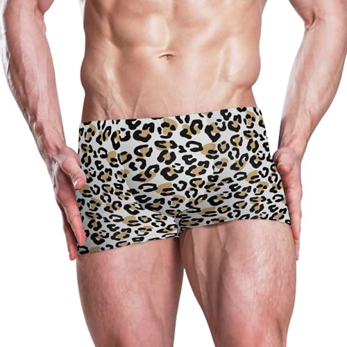 Leopard Mens Swim Trunk Swimwear Bathing Suit Swim Brief Square Leg Board Short S B04042892