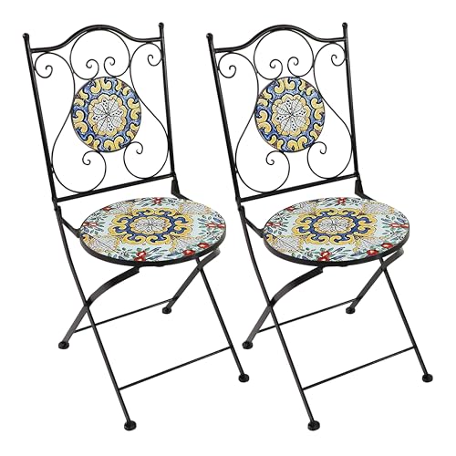 AXI Amélie 2 Chaises Bistrot, Multicouleurs, Pliantes | Salon de Jardin Bistrot, Chaises de Jardin Mosaique pour Extérieur/Balcon/Terrasse