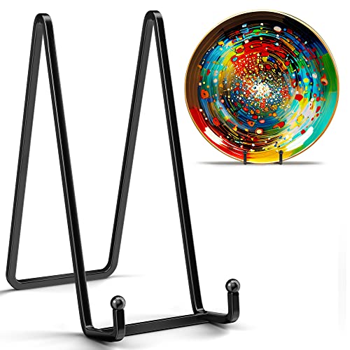 Ipame 3 Pack 8 Inch Large Plate Stands For Display - Metal Square Wire Plate Holder Display Stand + Picture Stand For Book, Platter, Plaque, Photo Easel #TOP6