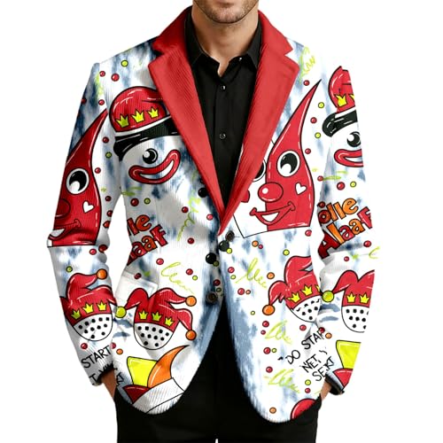 Generisch Chaqueta de traje para hombre con estampado de payaso con lentejuelas chaqueta de pana Jakce para festivo, disfraz de carnaval, corte ajustado, informal, elegante, blazer cómodo, chaqueta de