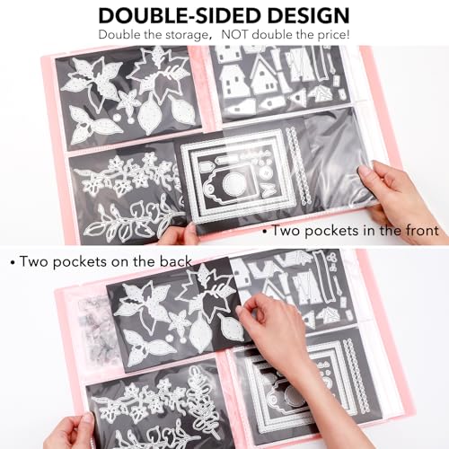 Image of 2 Pack Large Sticker Photo Storage Album, Stamp & Cutting Dies Storage Book Organizer Folder for Cards Storage DIY Scrapbooking Card Making Supplies 20 Pages 80 Pockets / Pack ( Clear + Orange)
