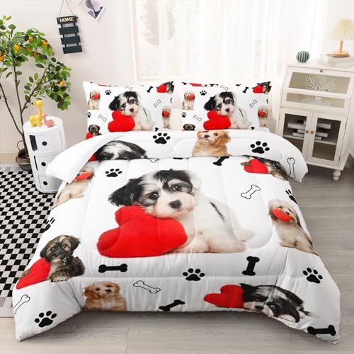 Ntlfup Cute Dog Comforter Queen Size