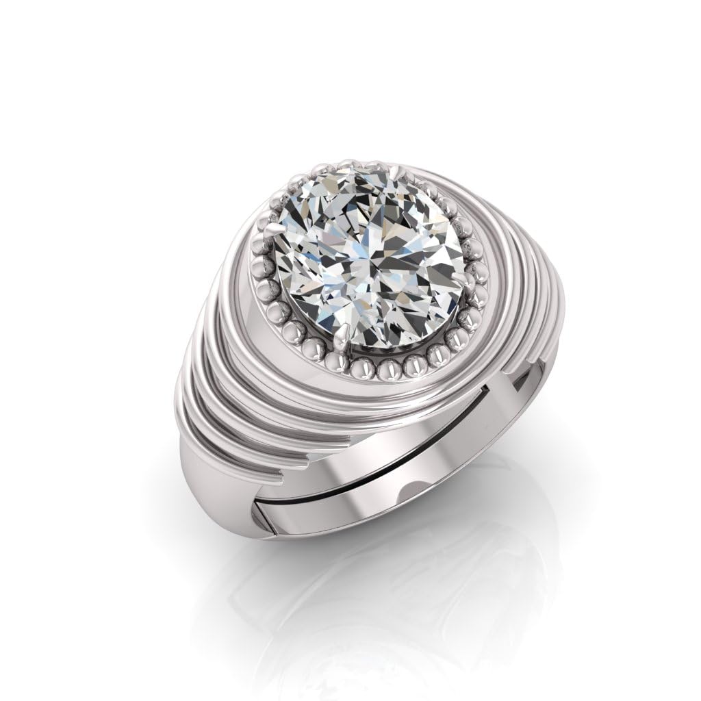 todani jems 5.25 Ratti Zircon Stone Certified Gemstone Silver Plated | Adjustable Ring With Lab Certificate for Men and Women(Ch3)-picture-24