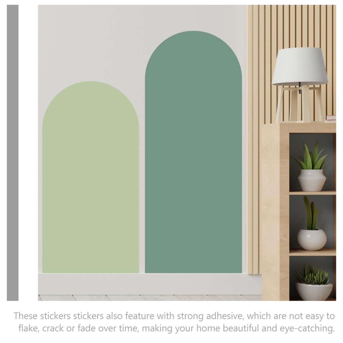 Pegatinas de Pared Geométricas en Color Verde de Pvc, 2 Piezas Adhesivo Fuerte y Resistente, Ideales para Decoración de Habitaciones y Aulas