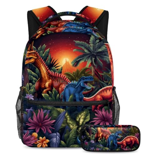 Cartable Pop Art Dinosaur World 52 grand sac à dos scolaire mixte avec trousse d'école