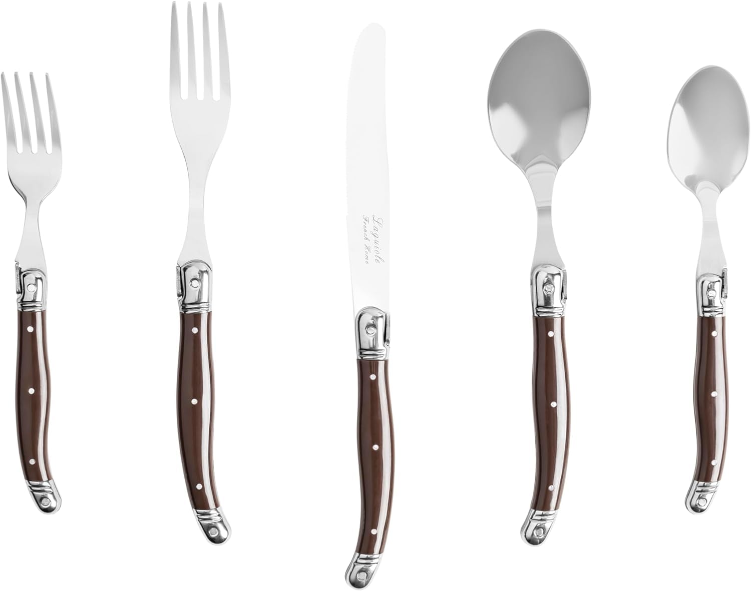 French Home Laguiole 20 Piece Flatware Set – Stainless Steel Flatware Set for 4 – Luxurious Chocolate Brown Utensil Set w/Knives, Spoons and Forks