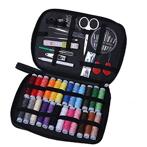 JUNSHUO Kit de costura，costurero de costura premium con funda de transporte, 24 carretes de hilo - 1 paquete de agujas de coser Kit de costura...