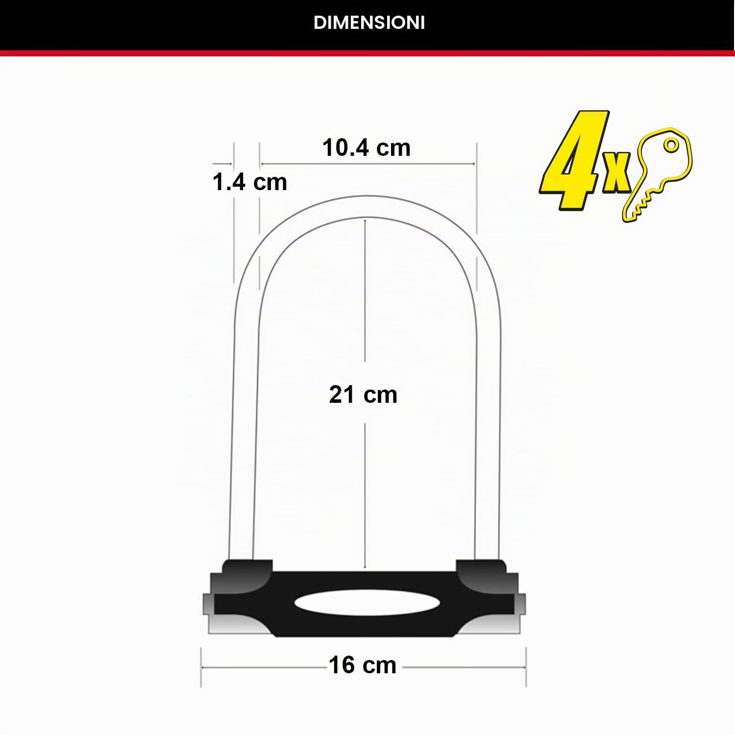 Master Lock Catena Bici U, Chiave, Supporto per il Trasporto, Certificato Antifurto, 8279EURDPRO, Da utilizzare con bici elettriche, da montagna, da strada, pieghevoli