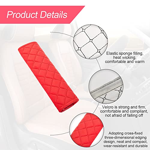 Auto Gurt Protektor, 2pcs Weiches und bequemes Kissen für Sicherheitsgurte, Kompatibel mit allen Autos, Sicherheitsgurt Schutz für Erwachsene und Kinder (Rot)