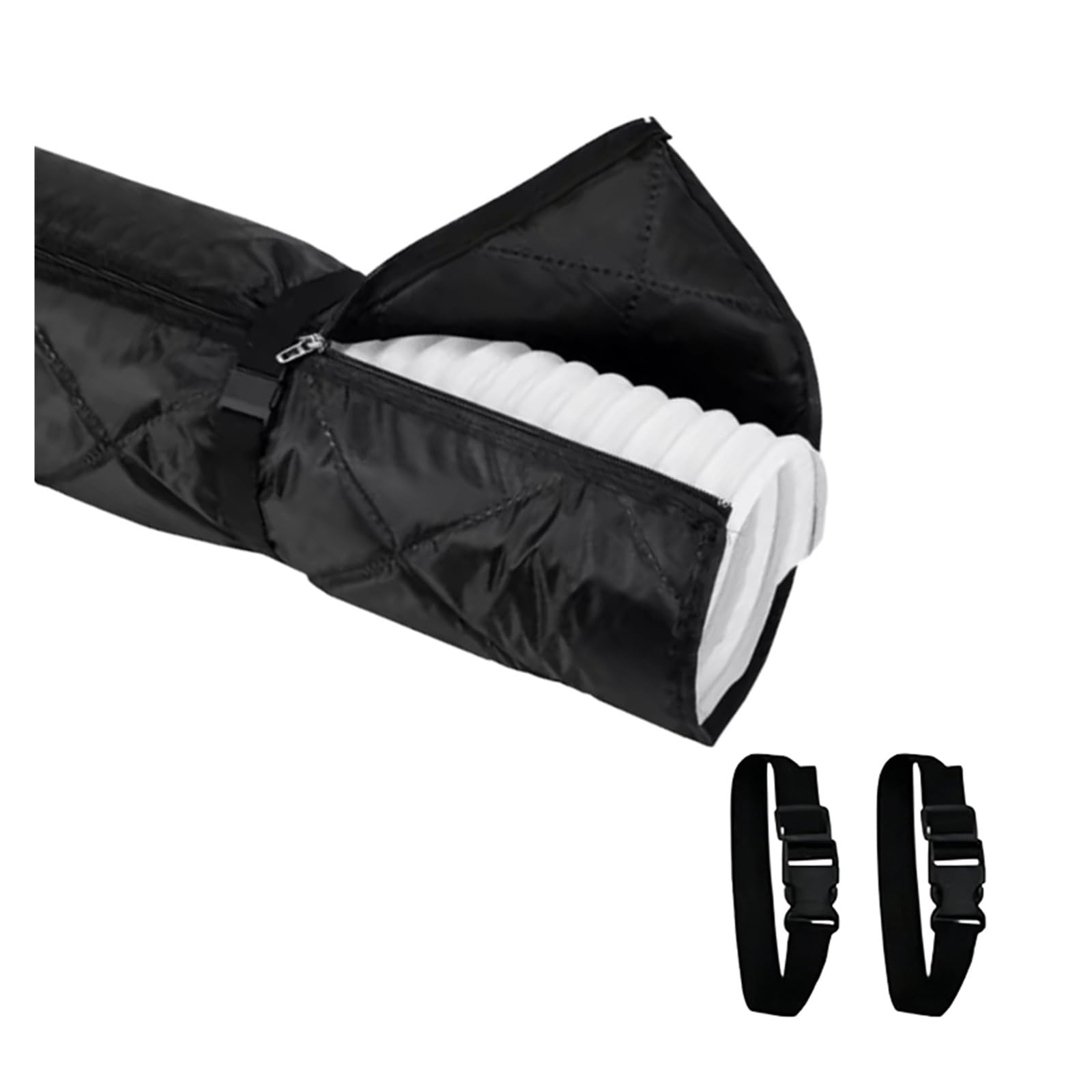 Shiketong Black Zipper Air Conditioner Exhaust Protective Cover Adjustable Straps Hose Insulation Waterproof Dustproof Shield With 2 Buckle Straps(Black Zipper)
