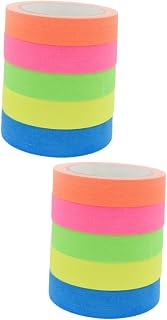 NUOBESTY 10rollos Cinta De Algodón Uv Fluorescente Autoadhesiva De Verde Rosa Azul Naranja