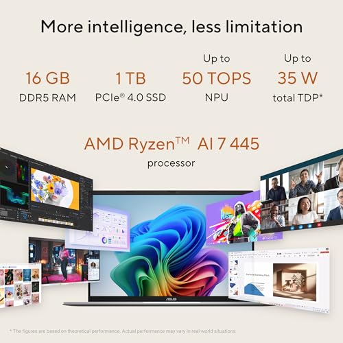 Image of ASUS Vivobook S16 (2026), AMD Ryzen AI 7 445, AMD Radeon iGPU, 16GB RAM, 1TB SSD, OLED, 16 inch, (40 cm), Windows 11, M365 Basic(1 Year)* Office 2024, Cool Silver, 1.70 kg, M3607GA-SH050WS, Co-Pilot+ PC