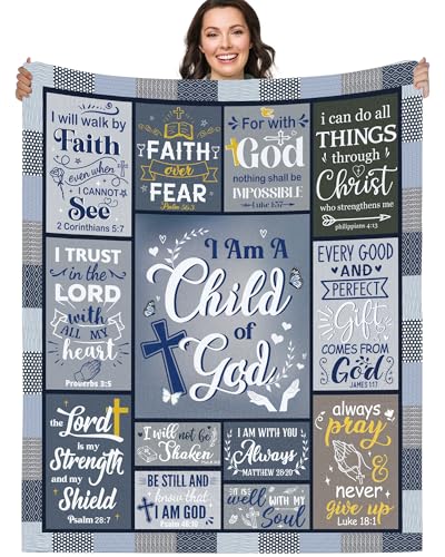 GalaVee Christian Gifts for Women Men, Child of God Blanket 60x50, Inspirational Scripture Quotes Soft Flannel Blanket, Religious Gifts for Believers, Home Decor for Bed Sofa