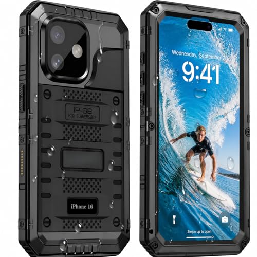 Coque iPhone 16 étanche IP68 contre la poussière et les chutes avec lanière