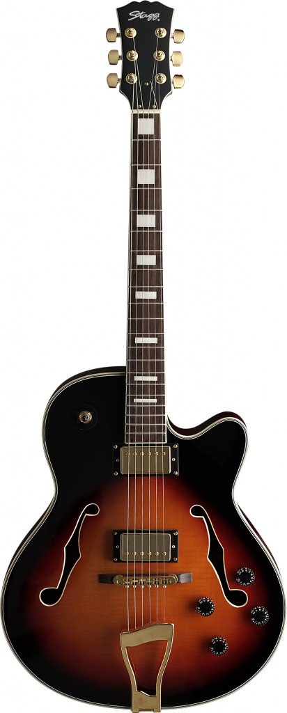 Stagg A350-VS Tiger Stripe "Jazz" Style Semi-Acoustic Model Electric Guitar -Violinburst