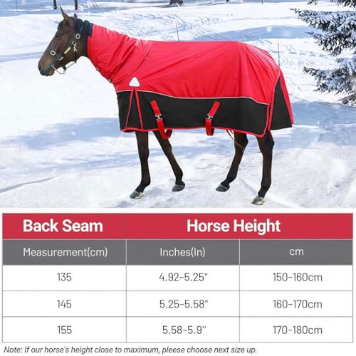 Manta de caballo de peso medio, impermeable 1200D con cubierta de cuello desmontable para el cuidado del invierno