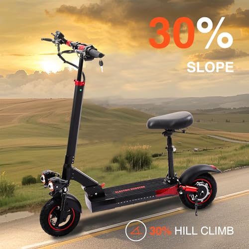 Image of Electric Scooter Adults,1200 /1600W Motor, 30 /34 MPH Top Speed & 30 /40 Miles Range, 48V 18 /21AH Big Battery, 10 /11 inch Off-Road Tire Folding E Scooter with Seat, Dual Braking System, Double Suspension