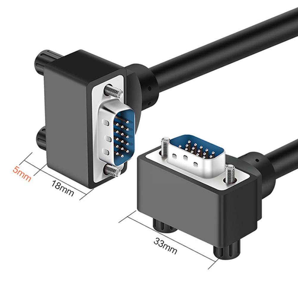 AKT Kabel VGA, zagięty 90 stopni kabel VGA, obsługuje 1080p, kompatybilny z komputerem, odtwarzaczem, telewizorem, monitorem (3M), 90°, DOWN