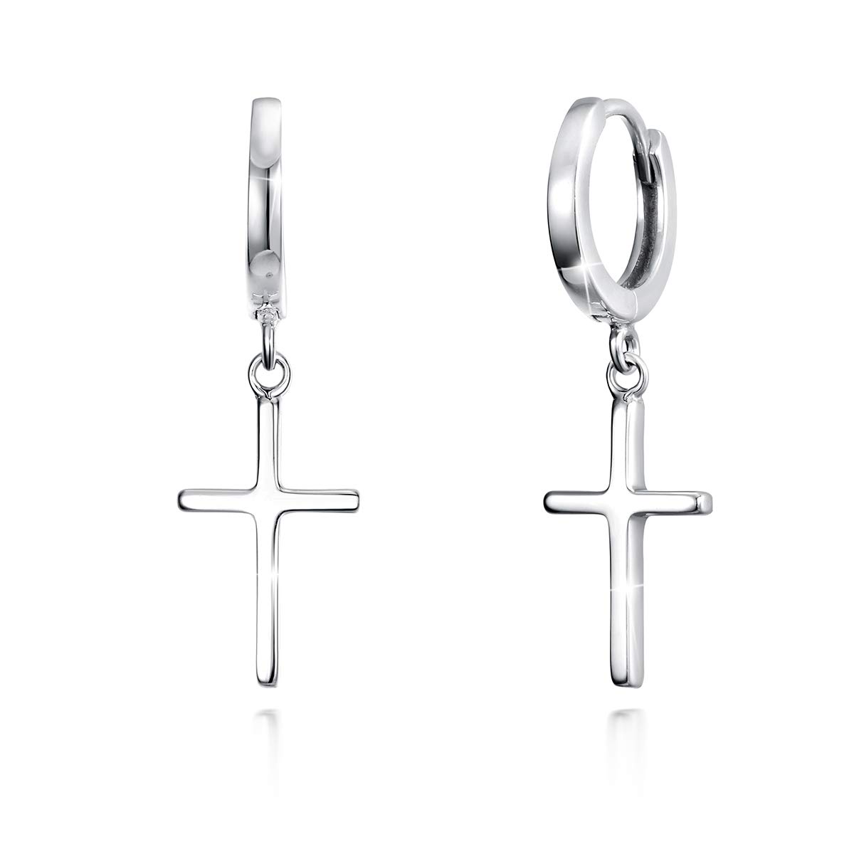 Boucles d'oreilles croix Boucles d'oreilles créoles Collier croix argent sterling 925 en femmes filles garçons hommes Cadeau de Noël