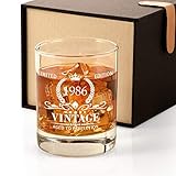 1986 36th Birthday Gifts for Men, Vintage Whiskey Glass 36 Birthday Gifts for Dad, Son, Husband,...