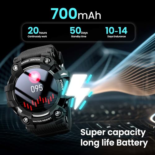 Image of SKMEI Fitness Smartwatch Full Touch Screen Dial Bluetooth Call Watch, Zinc Alloy Frame ABS Case Men's Watch, TPU Army Green Color Band, Heart Rate, SpO2, Blood Pressure Detection-S231 (Army Green)