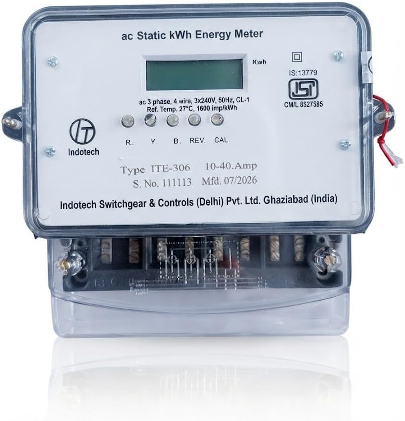 3 Phase Energy Meter [10-40A], LCD Display kWh Sub Meter, 3x240V 4 Wire 50Hz, Bi-Directional with Class 1.0 Accuracy, Direct Connection for Home, Shop, Office & Industrial Use
