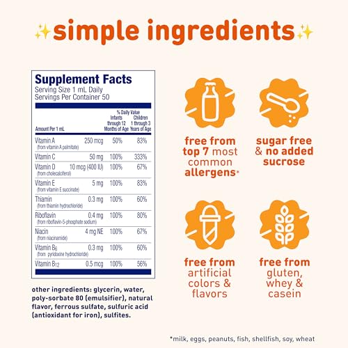 Enfamil Poly-Vi-Sol Liquid Multivitamin Drops, Supports Growth & Immune Health*, 50mL Bottle​ - Thumbnail 2