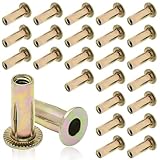 Moicstiy 25Pcs Steel Multi Grip Rivet Nuts Pre Bulbed Shank Zinc-Plated Flat Head Threaded Insert Nut Construction Fasteners for Industrial (1/4-20)