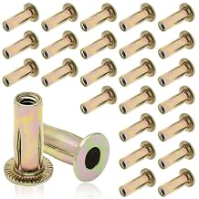 25Pcs Steel Multi Grip Rivet Nuts Pre Bulbed Shank Zinc-Plated Flat Head Threaded Insert Nut Construction Fasteners for Industrial 1/4-20