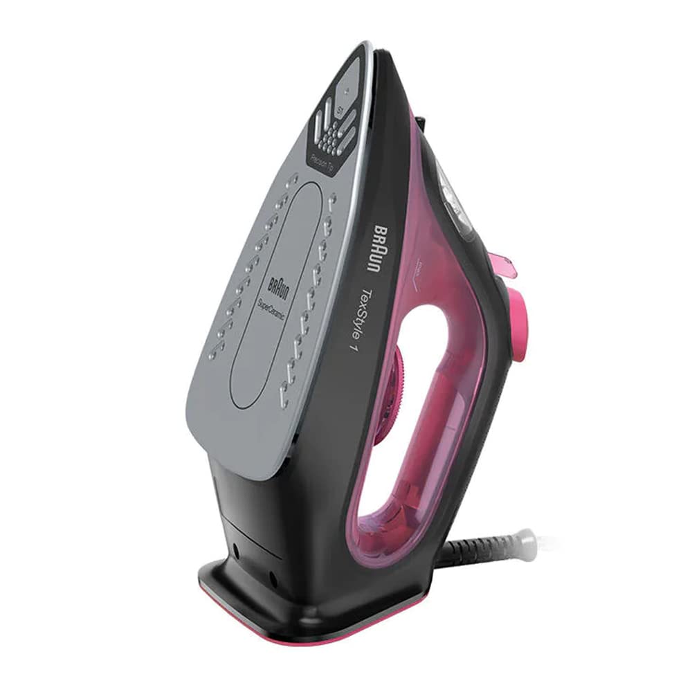 Braun TexStyle 1 SI1070PU - Plancha con 4 años de garantía, revestimiento SuperCeramic, punta de precisión, 130 g/min, recarga fácil de 220 ml, modo ecológico, sistema antigoteo, 2000 W, color morado