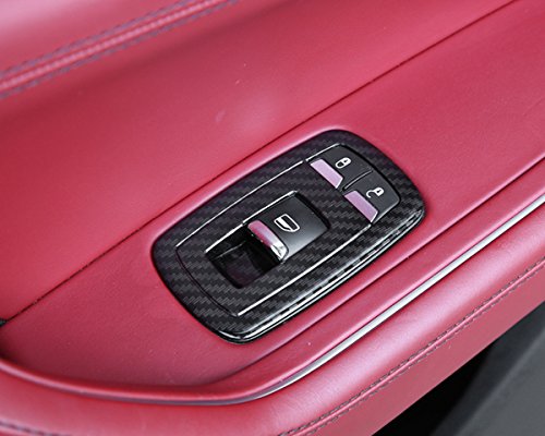 Ghibli Accessories Abs Black Carbon Fiber Look Auto Door Armrest Window Lift Switch Button Cover Trim Decoration For Maserati Levante 2016-2021 Ghibli 2014-2021 #TOP5