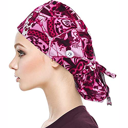 Jessboyy Chapeau Chirurgical Médical Turban Imprimé Couvre-Cheveux, Calot Chirurgical Fleur Chapeau, Calot Chirurgical Dentiste Cover