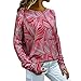 Produktbild Tyoby Damen Vintage Blätter Druck Mode Oberteil Langärmliges Hemd Regulär Slim Fit Bequem Frau Sweatshirt Freizeit T-Shirt Tops Herbst Original Neu(Rot,CN:XXXXXL/EU:48)