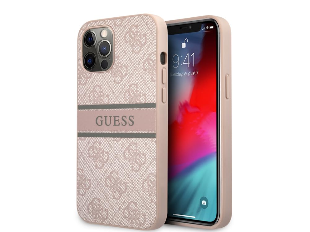 Guess Custodia per iPhone 12 Pro Max 6,7" GUHCP12L4GDPI Rosa 4G Stripe