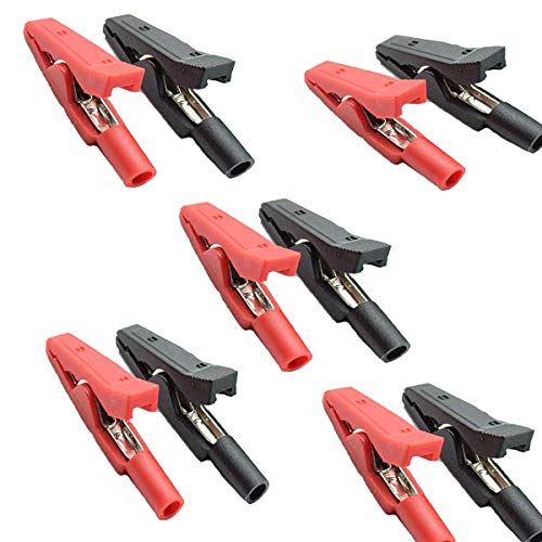 Image of 10Pcs 2mm Insulated Mini Test Alligator Clip With 2mm Female Banana Jack Red Black Insulated Safety Multimeter Test Leads Alligator Clips Plug Connectors
