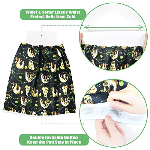 Langsprit Unisex Baby Cloth Diaper Guards for Potty Training - Reusable Diaper Skirt/Short for Night Time - Washable Mattress Protection - Bedwetting and Incontinence Cover Pads for Babies & Toddler - Thumbnail 2