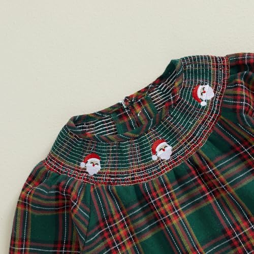 Toddler Smocked Christmas Dress Baby Girl Christmas Outfit Vintage Princess Plaid Dresses Cute Clothes4