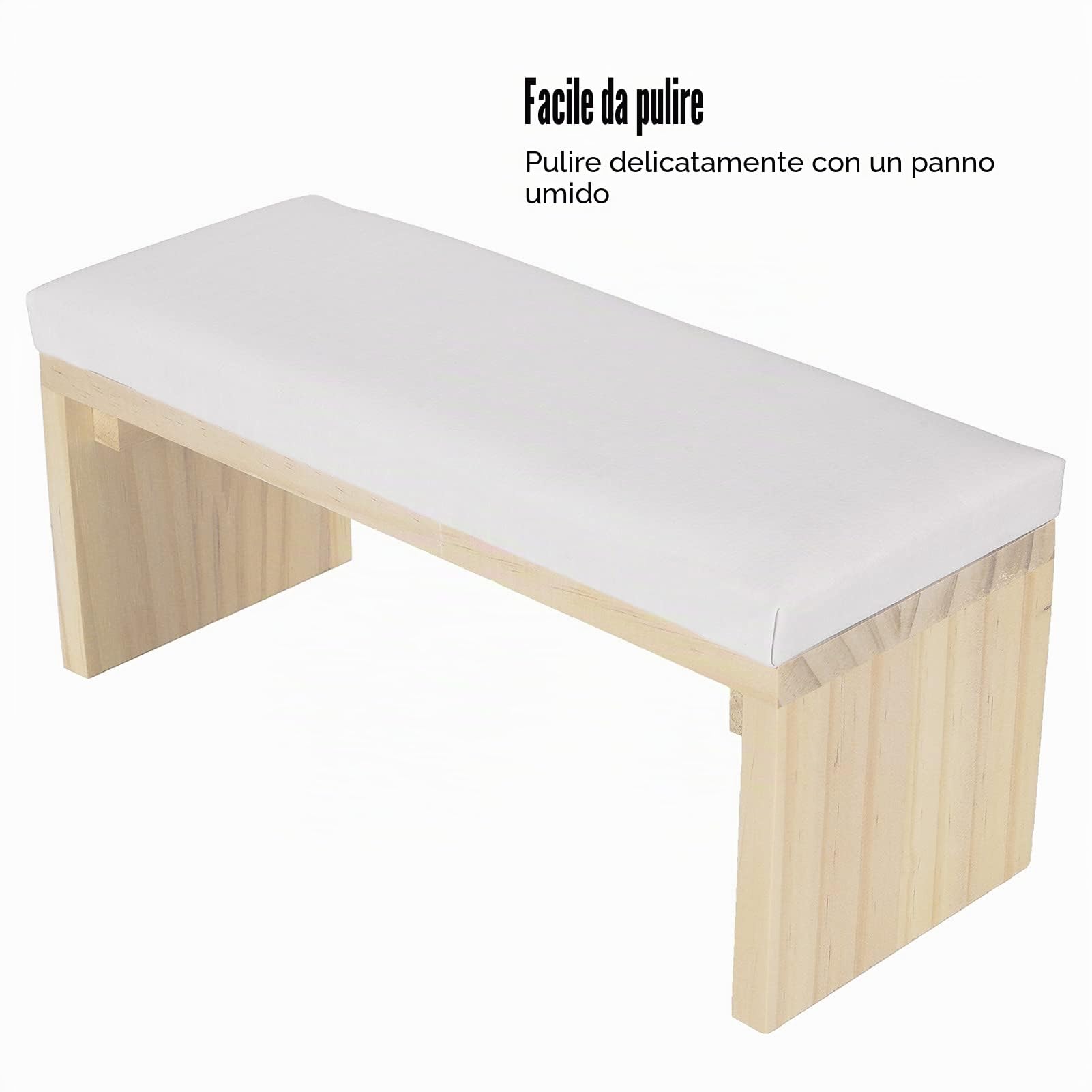 Poggiapolsi per Unghie con Supporto in Legno, Cuscino per Manicure in Pelle PU Morbida, Resistente, Bianco