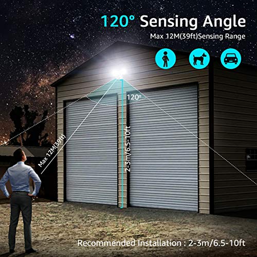 Olafus 50W LED Security Lights Motion Sensor, 5500LM Outdoor PIR Flood Light, IP65 Waterproof Exterior Floodlight Fixture, 2 Head Motion Detector Outside Lighting for Garage, Porch, Yard, 5000K White